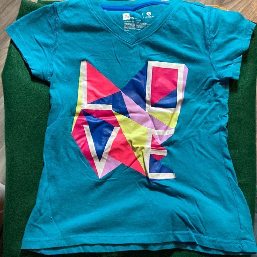 Xersion Blue V-Neck Short Sleeve Tee Size Medium